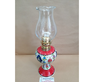 Çini Gaz Lambası 33 cm Kırmızı